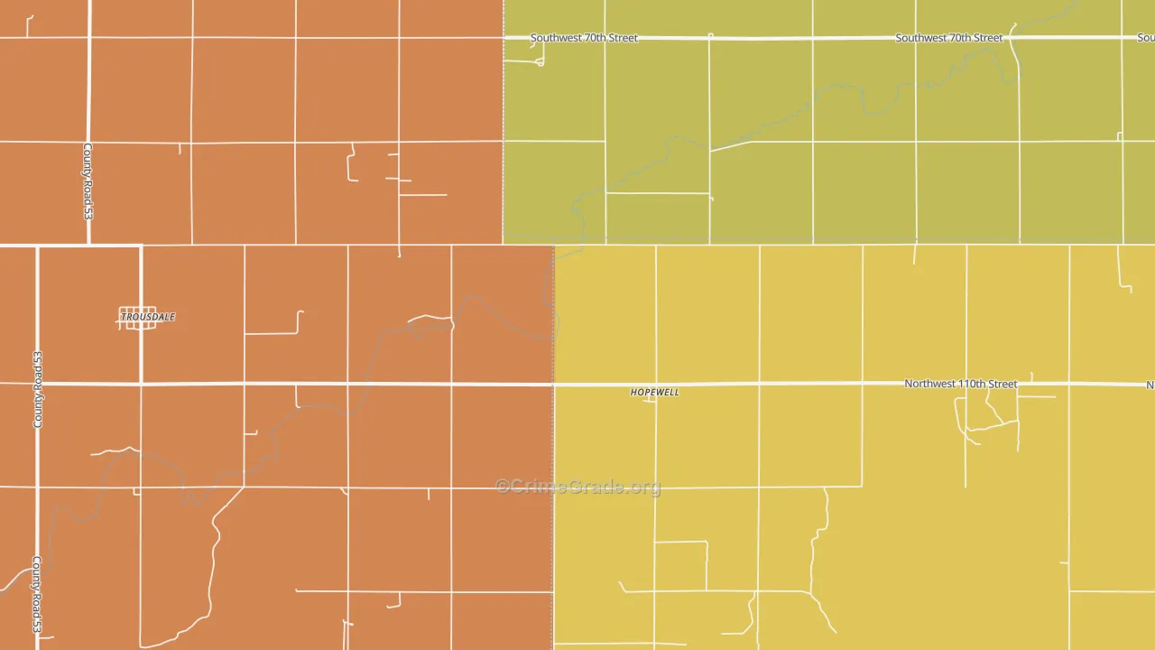 Hopewell, KS Map of Theft Rates