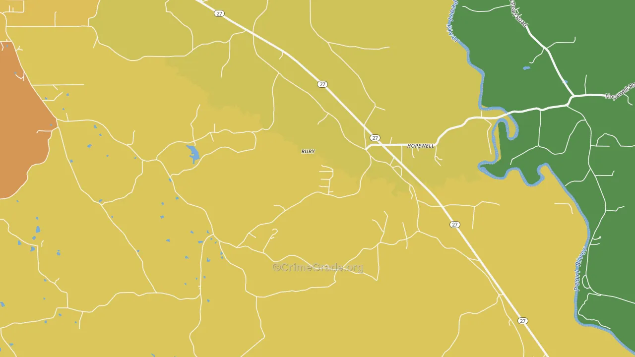 Hopewell, MS Map of Theft Rates