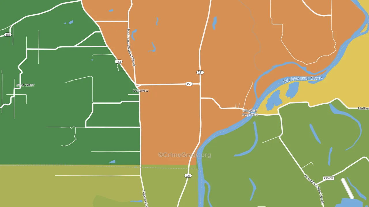 Hopewell, OR Map of Theft Rates