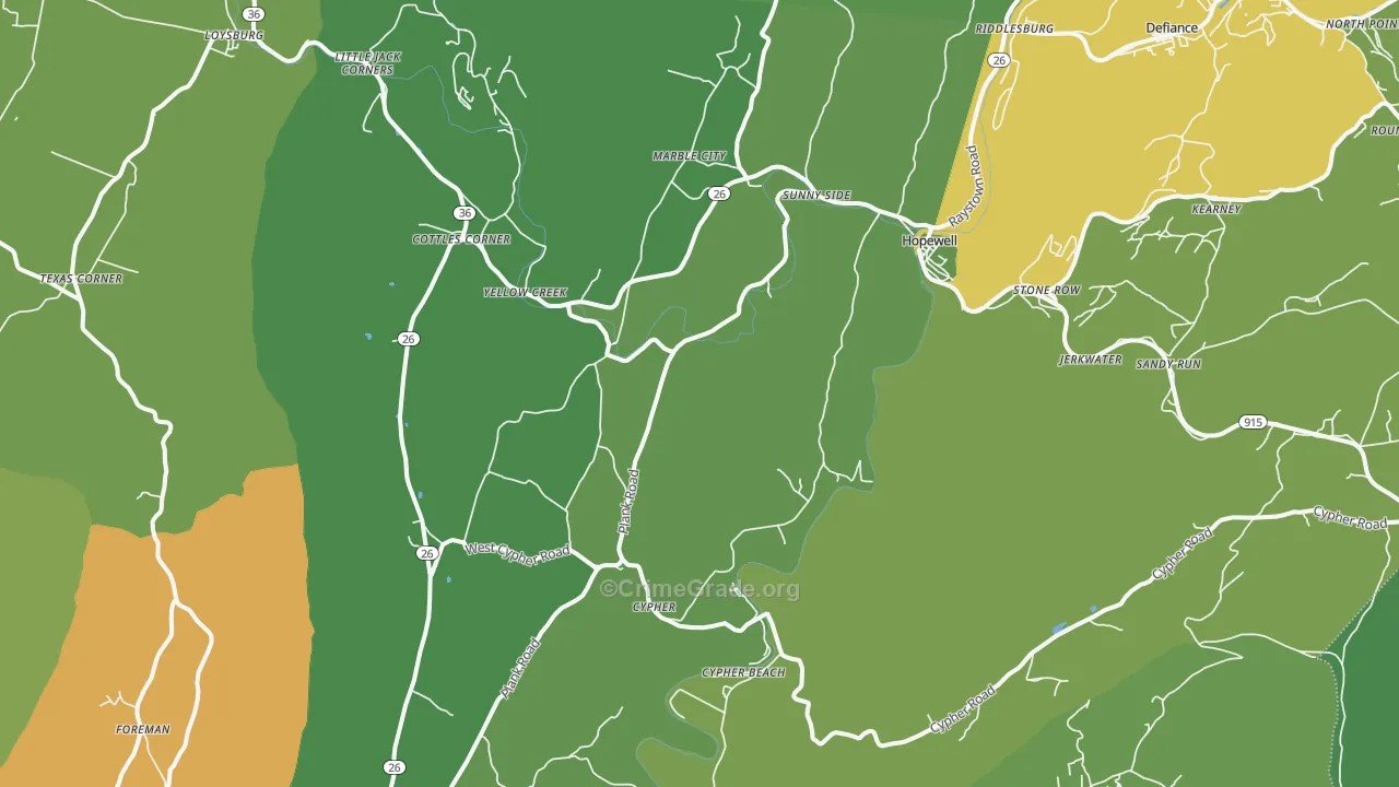 Hopewell, PA Map of Theft Rates