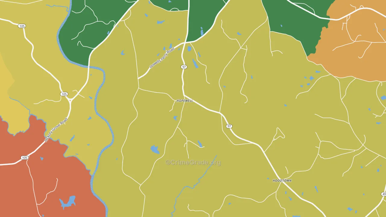 Hopewell, SC Map of Theft Rates
