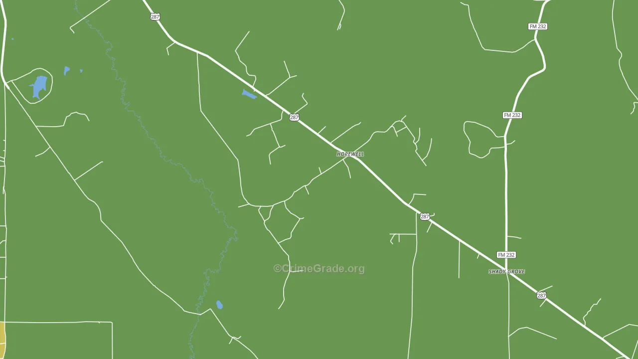 Hopewell, TX Map of Theft Rates