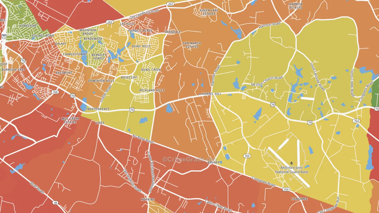 Hopkins, SC Map of Theft Rates