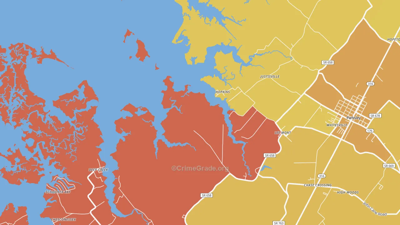 Hopkins, VA Map of Theft Rates