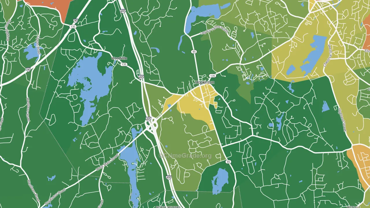 Hopkinton, MA Map of Theft Rates