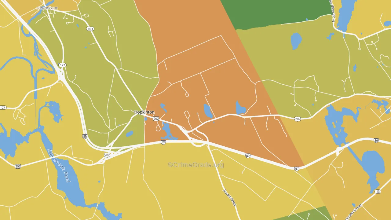 Hopkinton, NH Map of Theft Rates