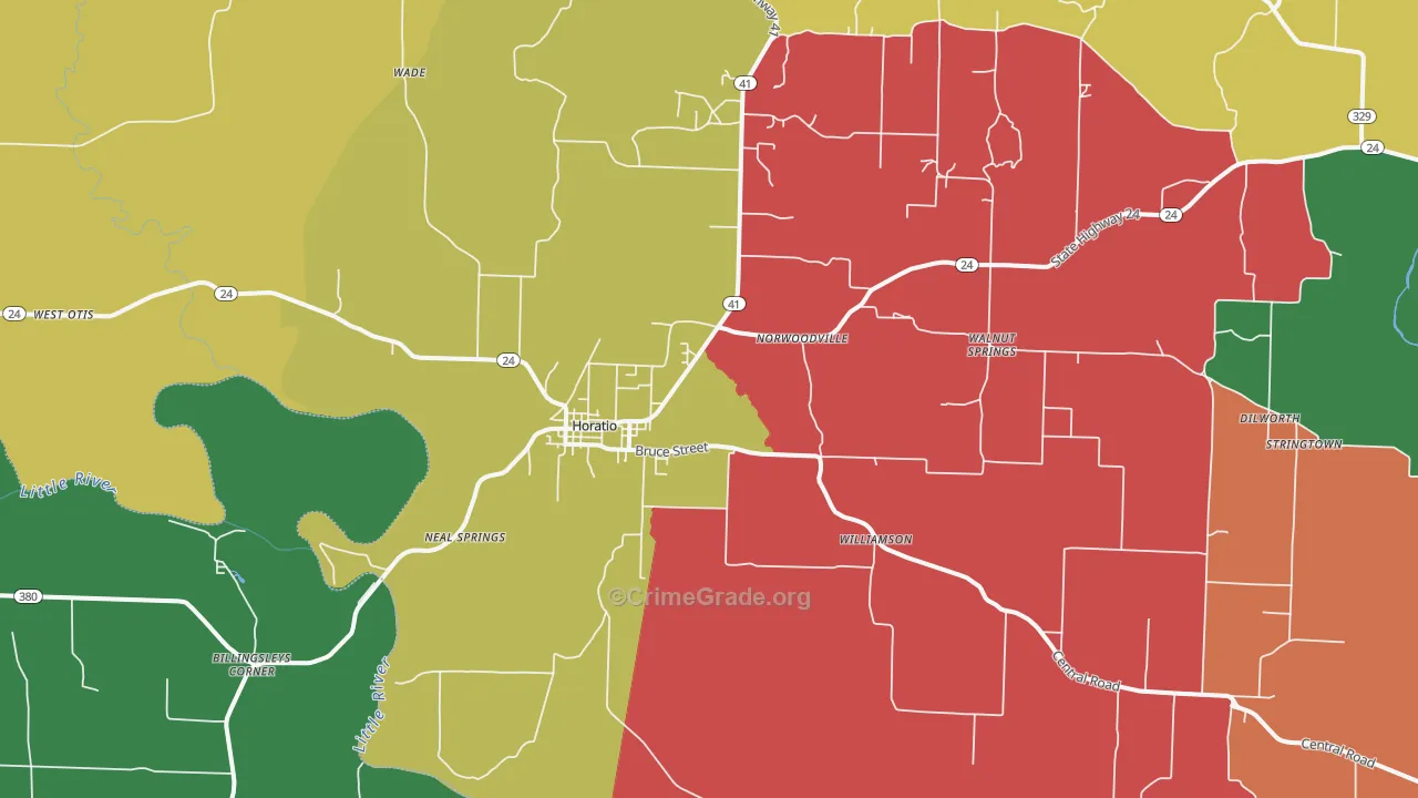 Horatio, AR Map of Theft Rates