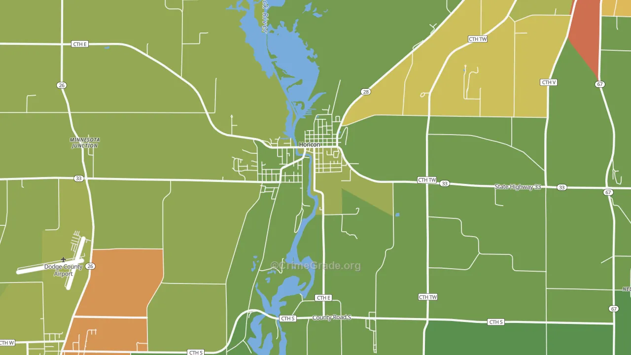 Horicon, WI Map of Theft Rates
