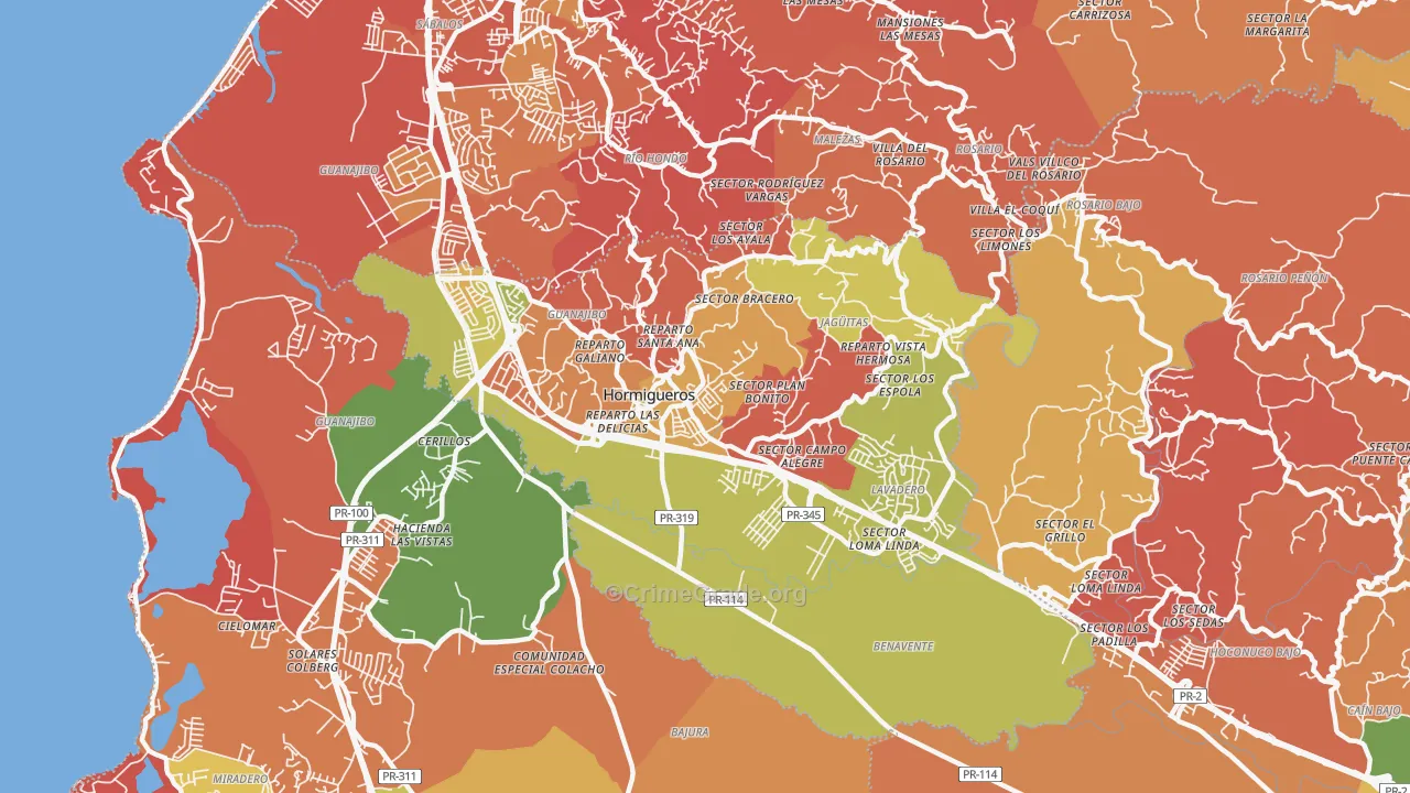 Hormigueros Municipio, PR Map of Theft Rates