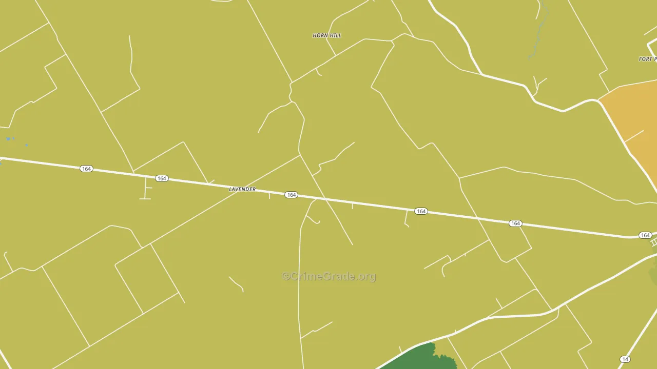 Horn Hill, TX Map of Theft Rates