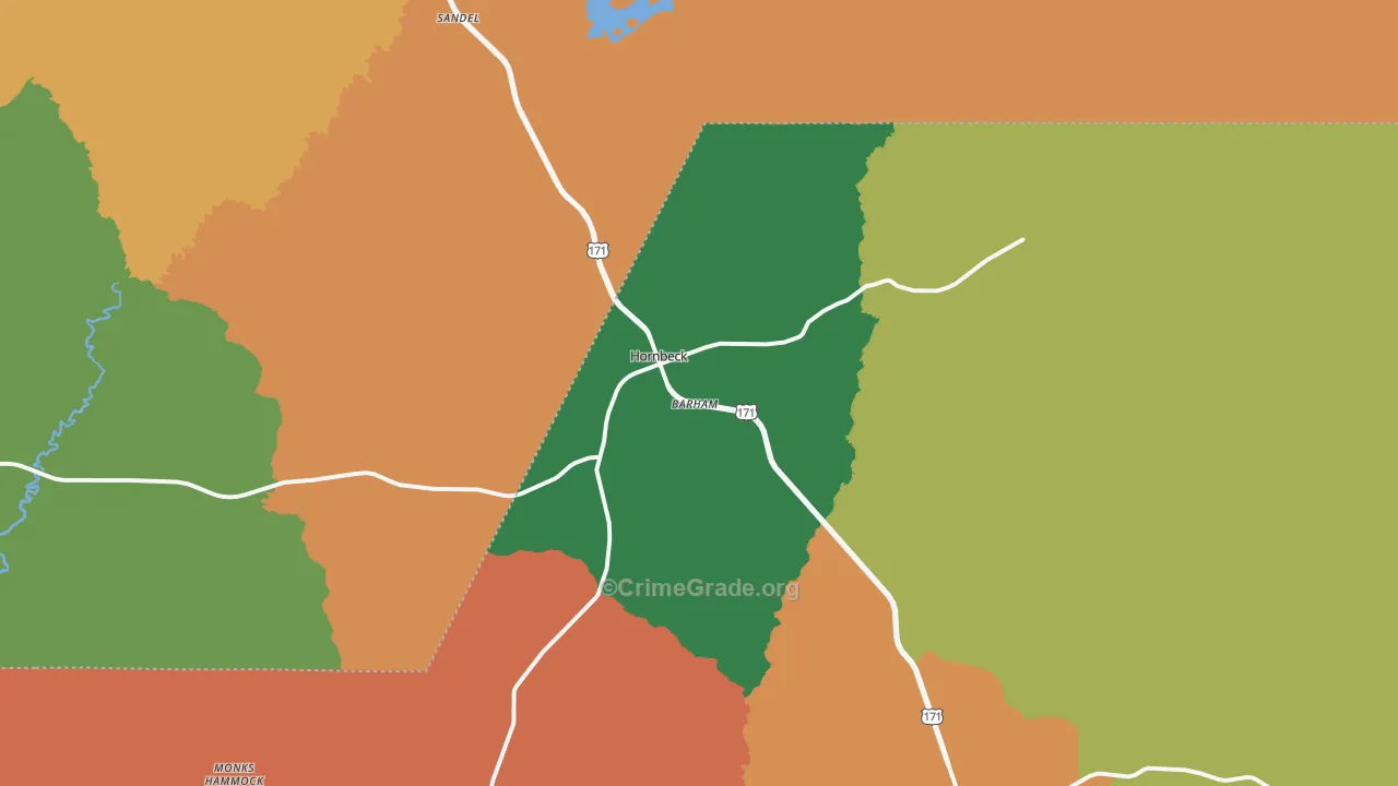 Hornbeck, LA Map of Theft Rates