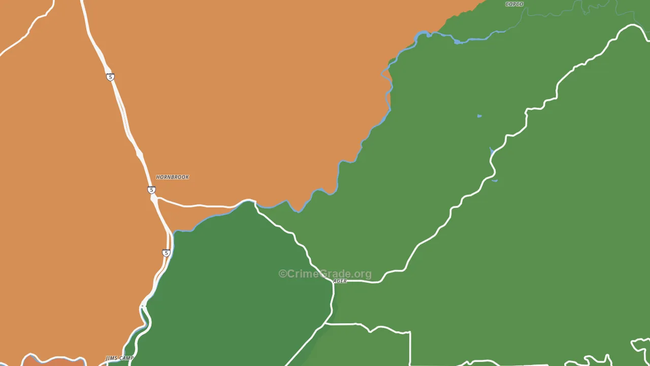 Hornbrook, CA Map of Theft Rates