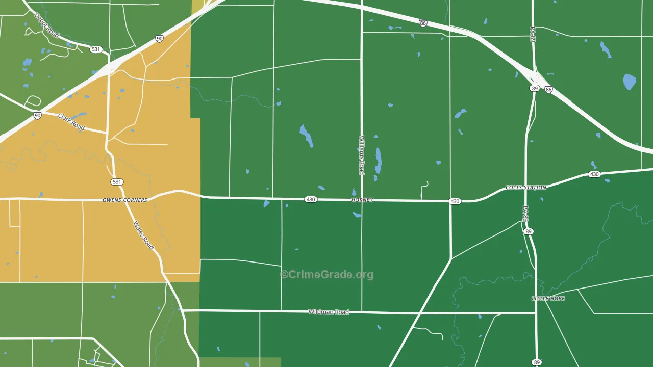 Hornby, PA Map of Theft Rates