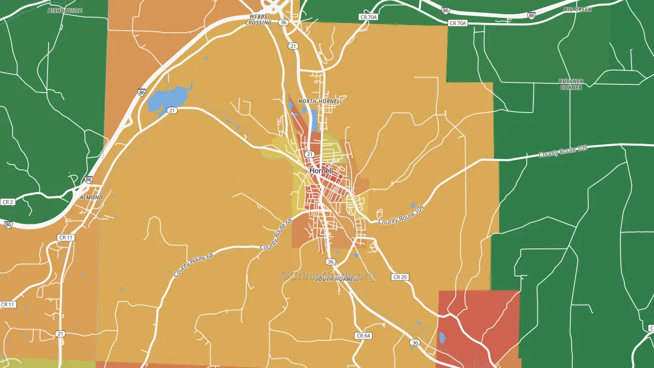 Hornell, NY Map of Theft Rates