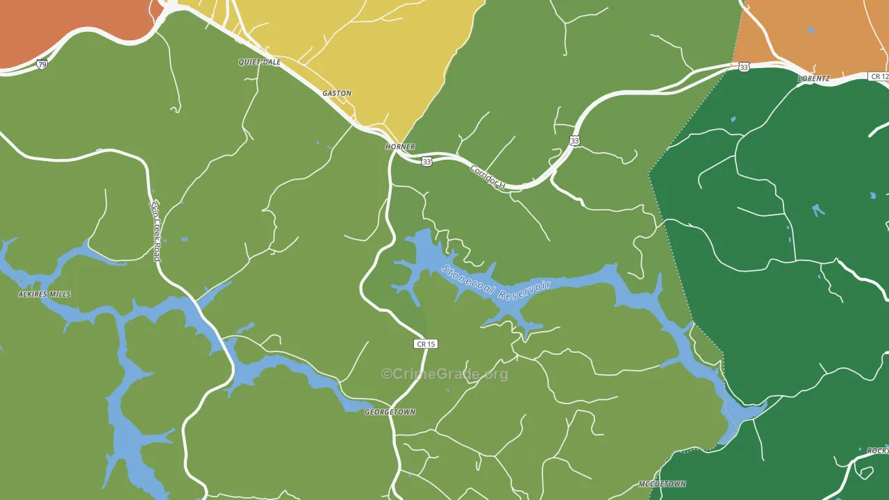 Horner, WV Map of Theft Rates