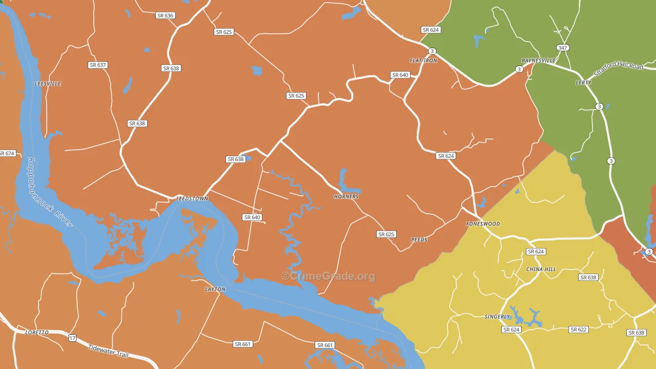 Horners, VA Map of Theft Rates