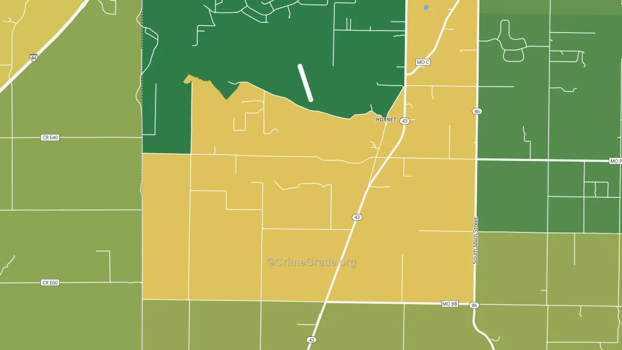 Hornet, MO Map of Theft Rates