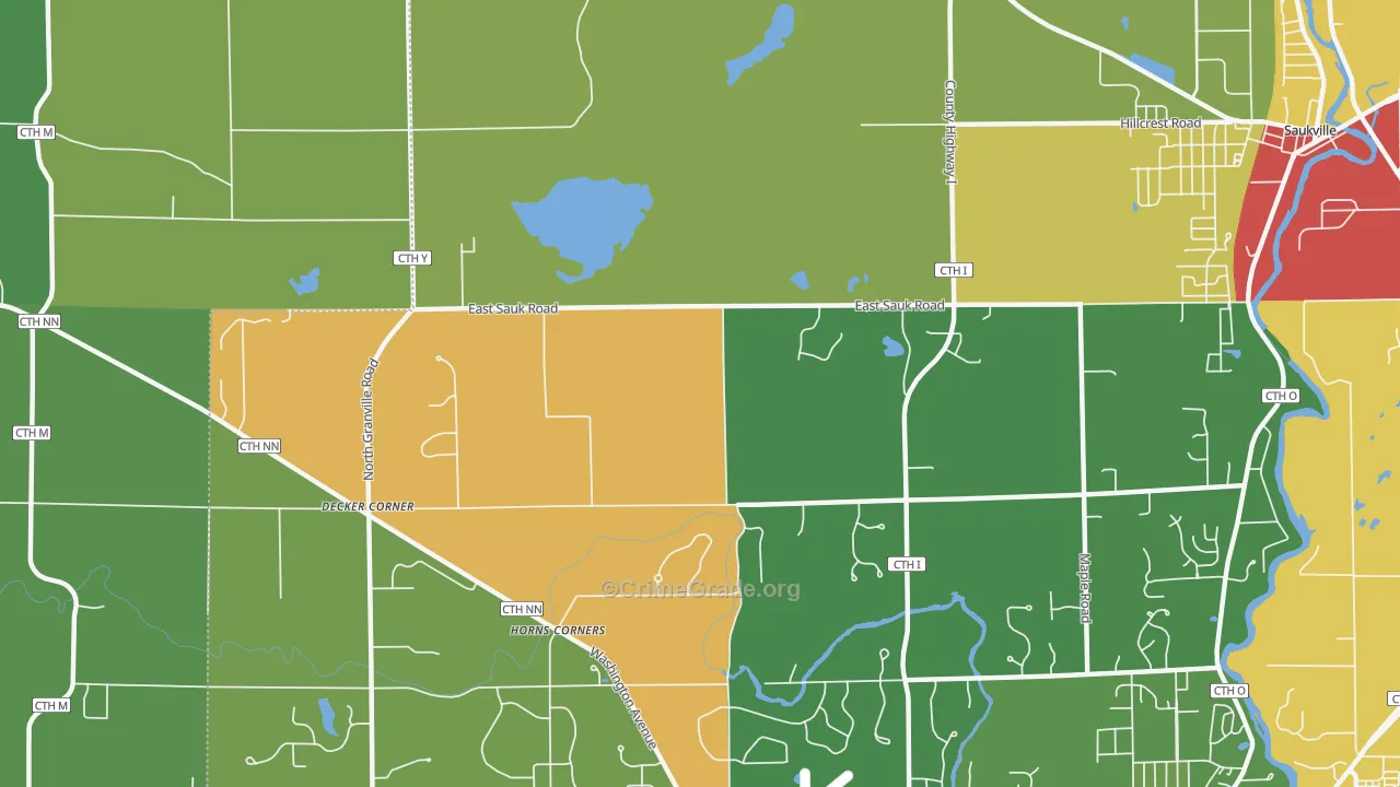 Horns Corners, WI Map of Theft Rates