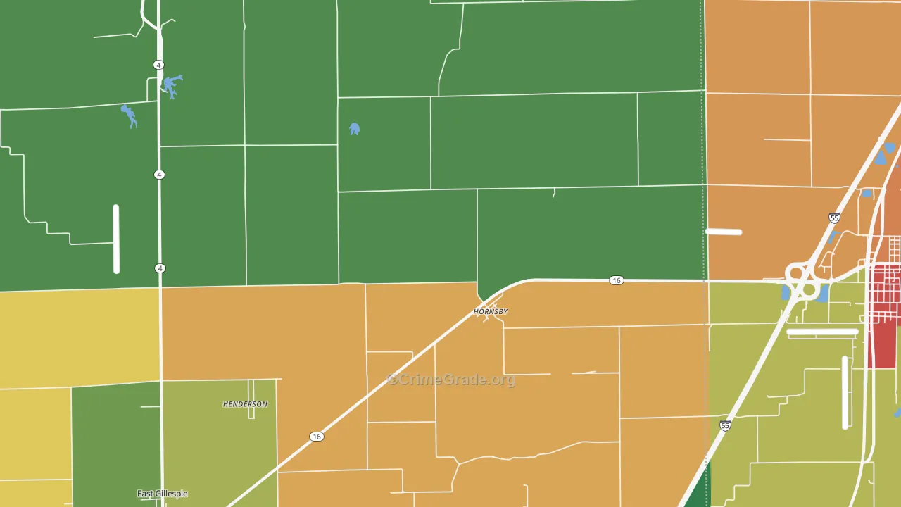 Hornsby, IL Map of Theft Rates