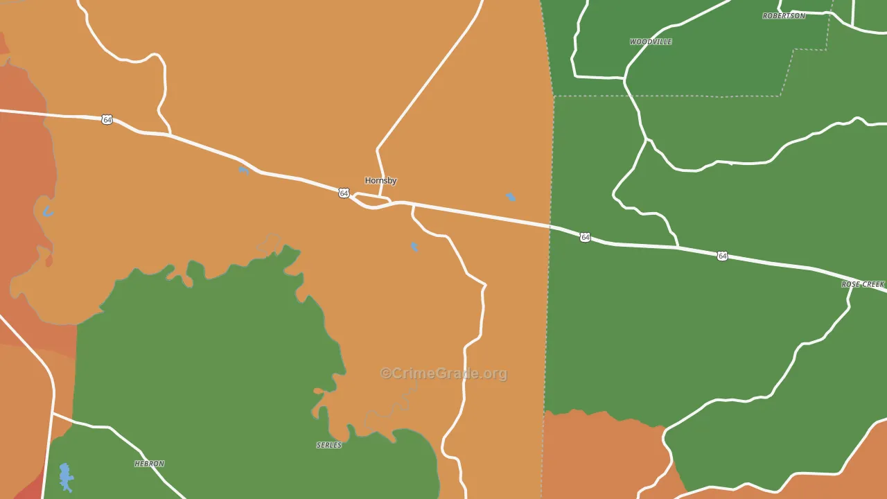 Hornsby, TN Map of Theft Rates
