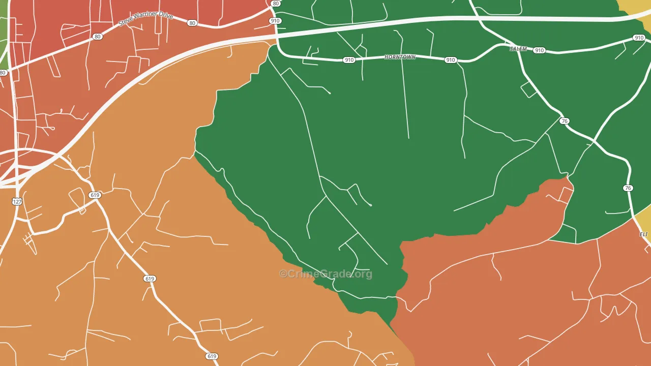 Horntown, KY Map of Theft Rates