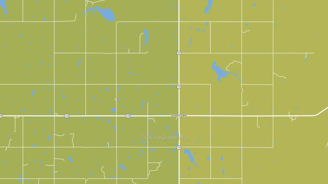 Horntown, OK Map of Theft Rates