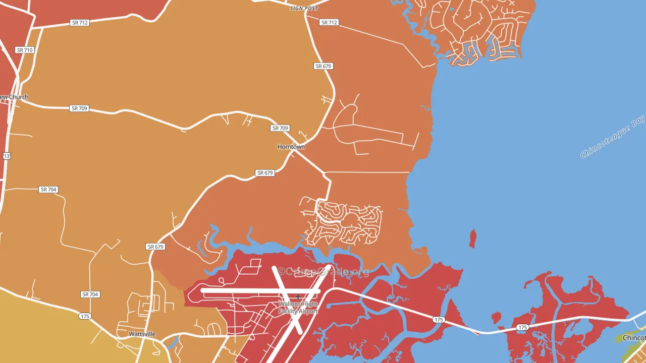 Horntown, VA Map of Theft Rates