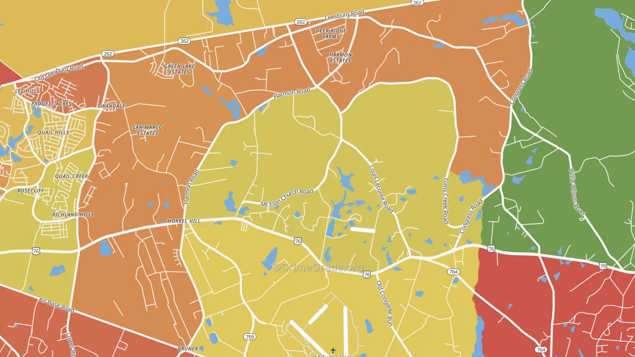 Horrel Hill, SC Map of Theft Rates
