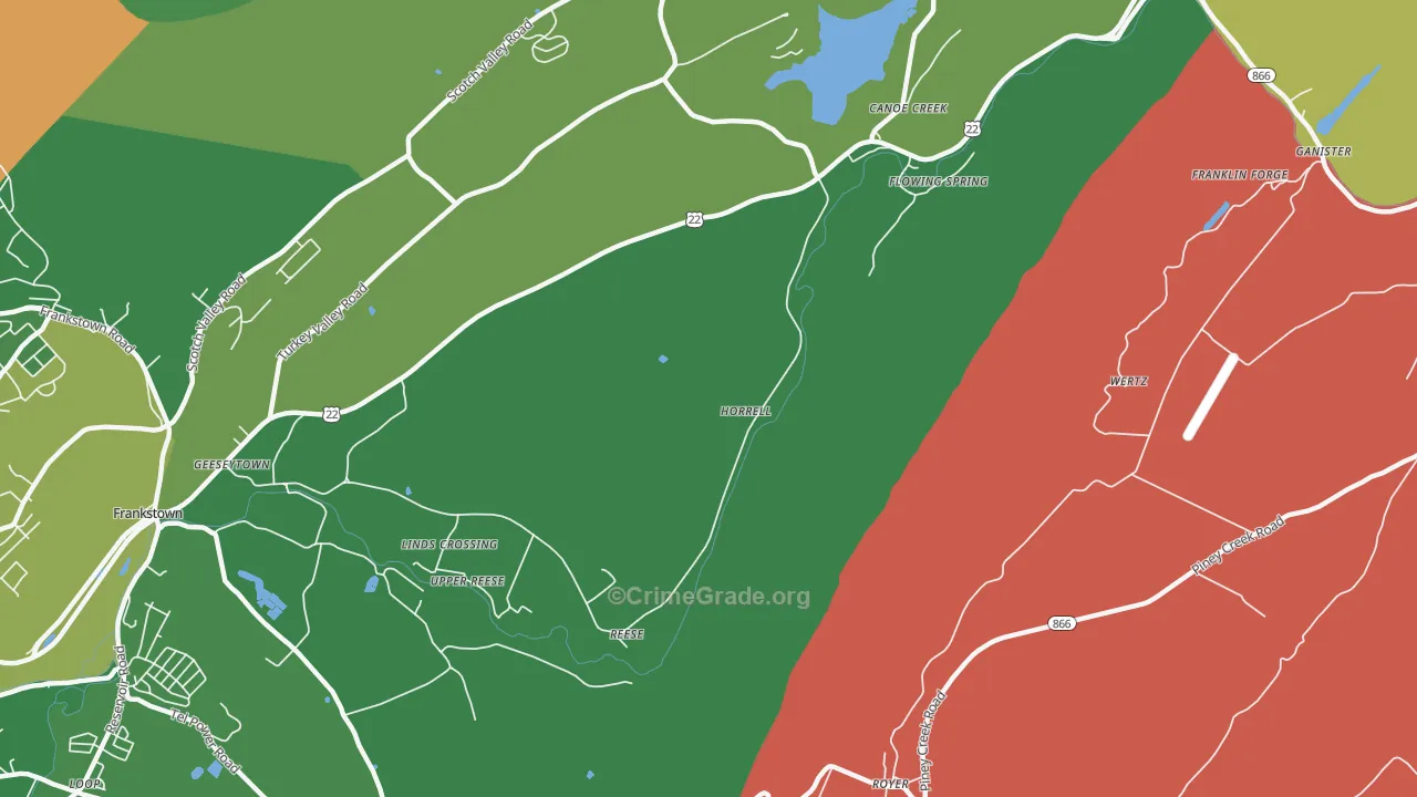 Horrell, PA Map of Theft Rates