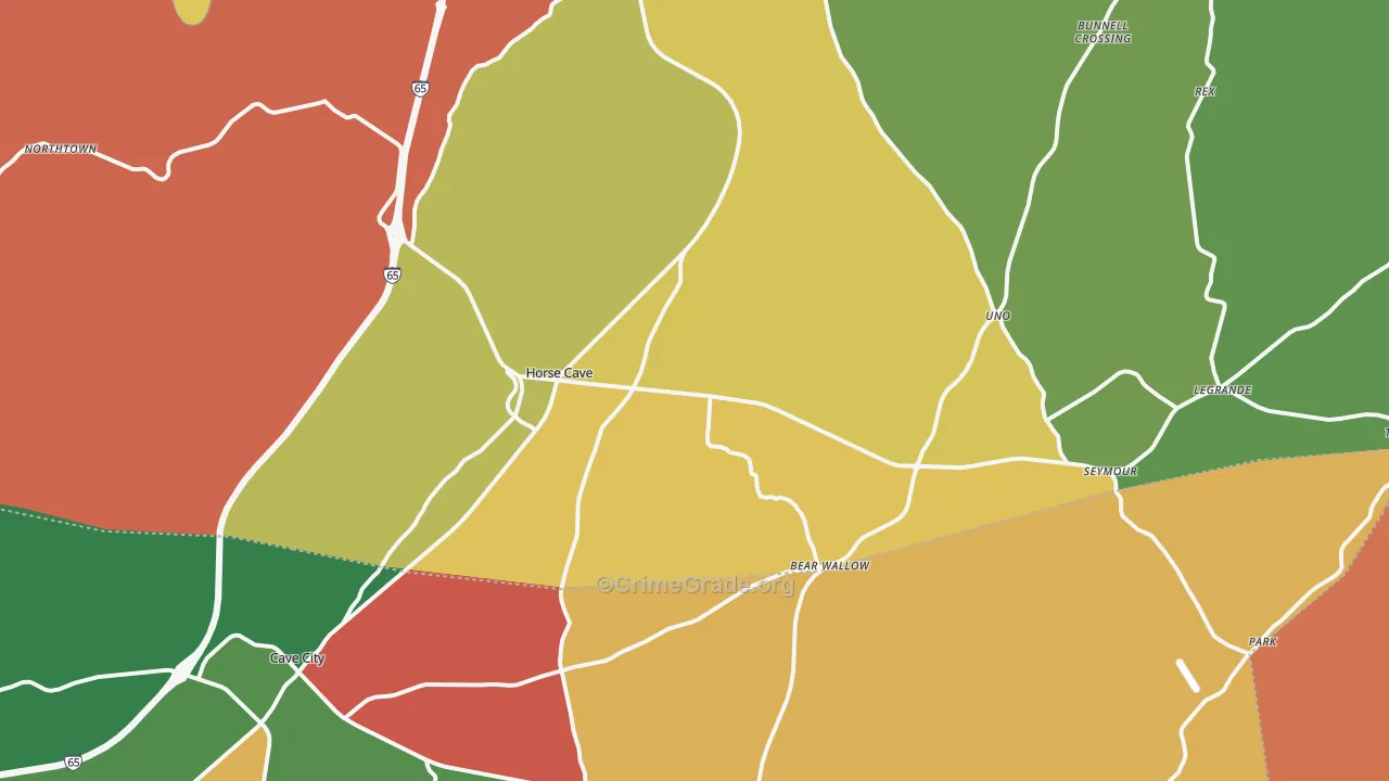 Horse Cave, KY Map of Theft Rates