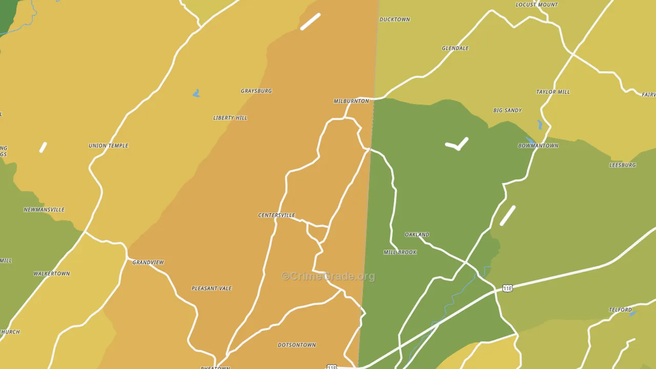 Horse Creek, TN Map of Theft Rates