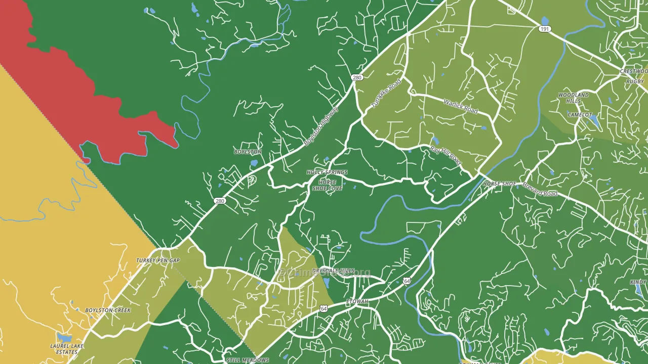 Horse Shoe, NC Map of Theft Rates