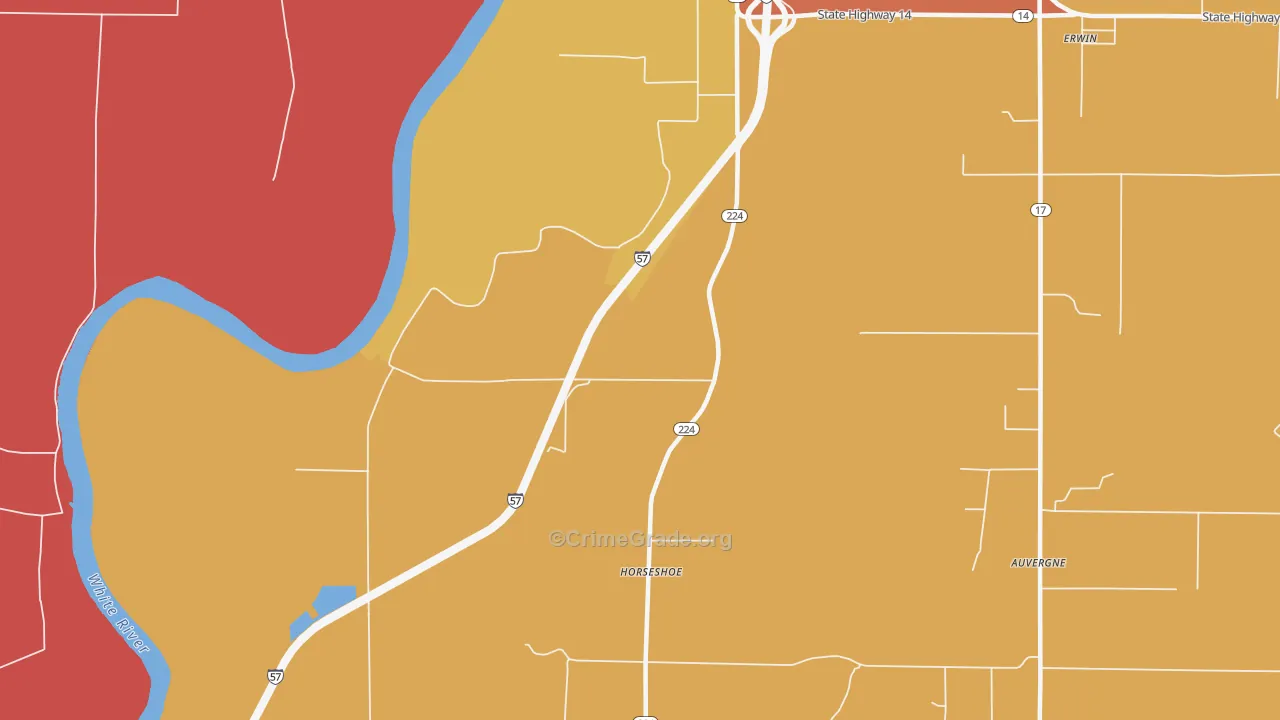Horseshoe, AR Map of Theft Rates