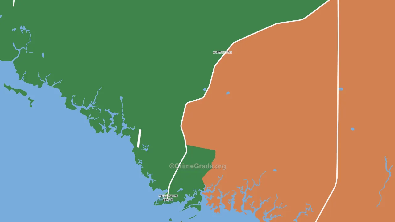Horseshoe Beach, FL Map of Theft Rates