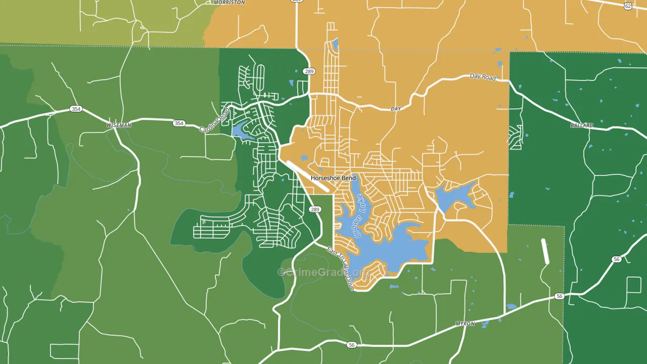 Horseshoe Bend, AR Map of Theft Rates