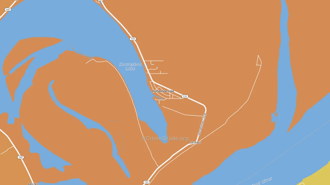 Horseshoe Lake, AR Map of Theft Rates