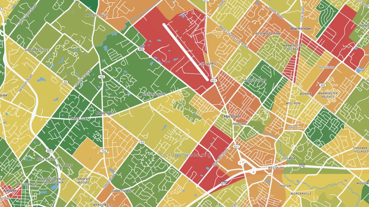 Horsham, PA Map of Theft Rates