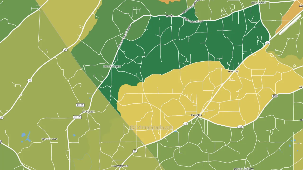 Horton, AL Map of Theft Rates