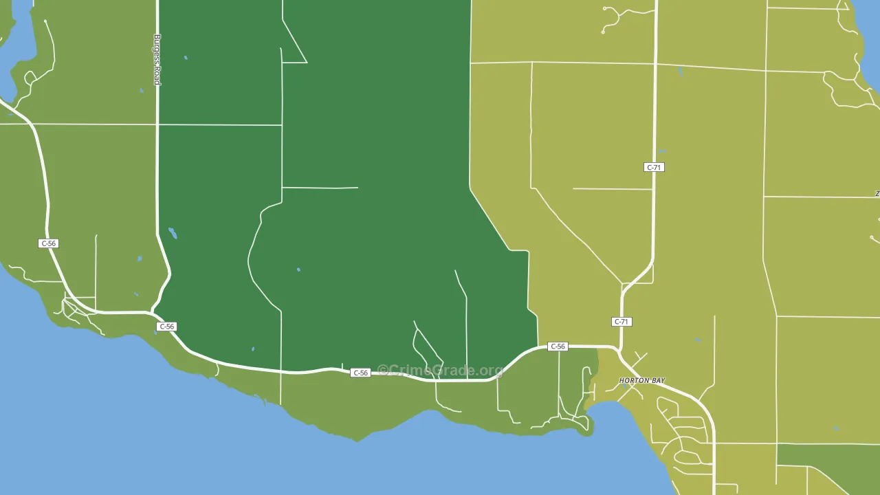 Horton Bay, MI Map of Theft Rates