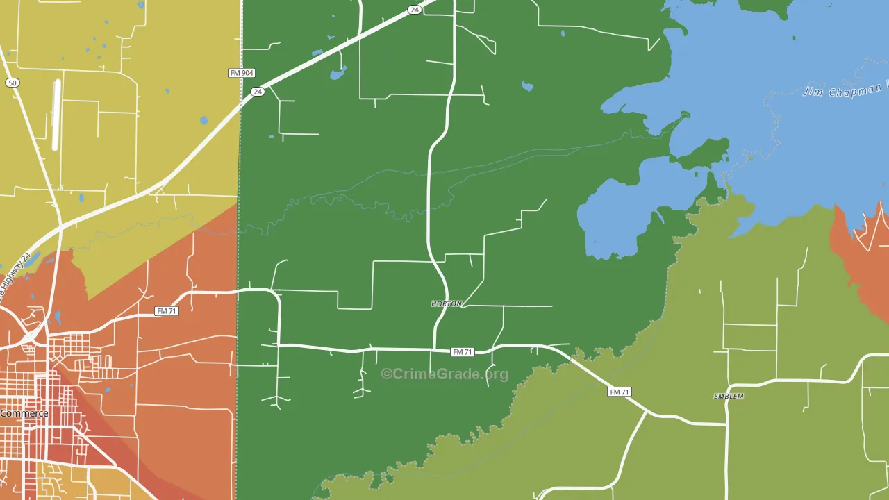Horton, TX Map of Theft Rates