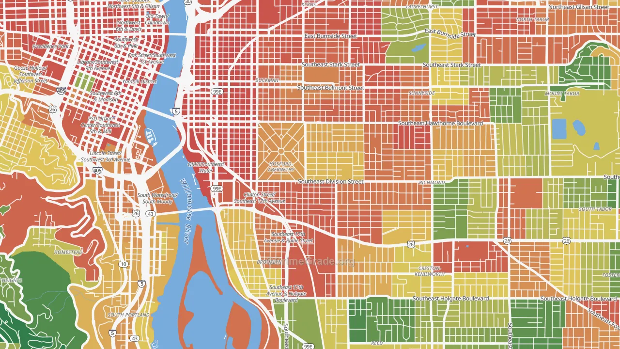 Hosford-Abernethy, Portland, OR Map of Theft Rates