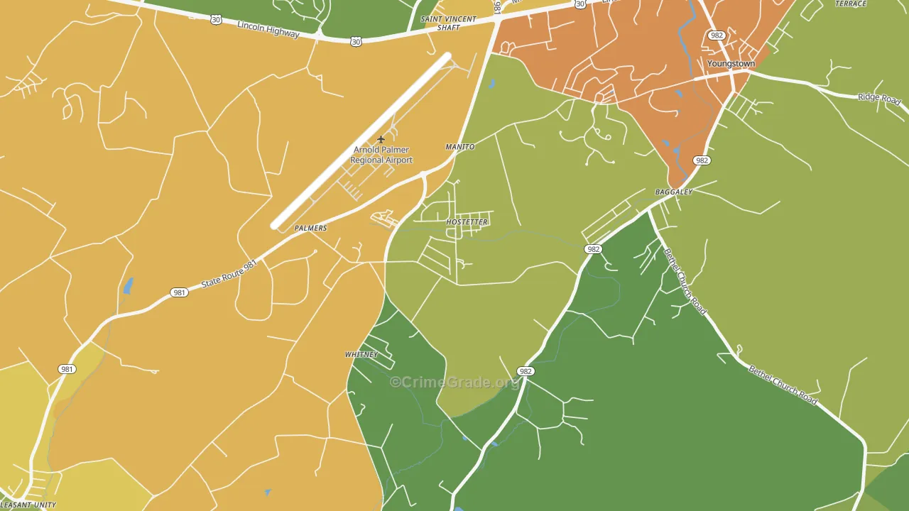 Hostetter, PA Map of Theft Rates