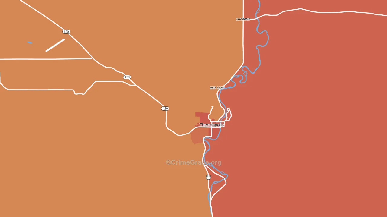 Hot Springs County, WY Map of Theft Rates