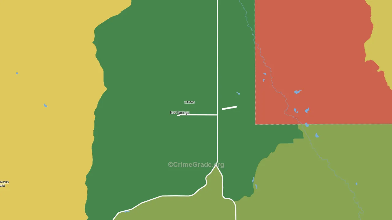 Hot Springs, MT Map of Theft Rates