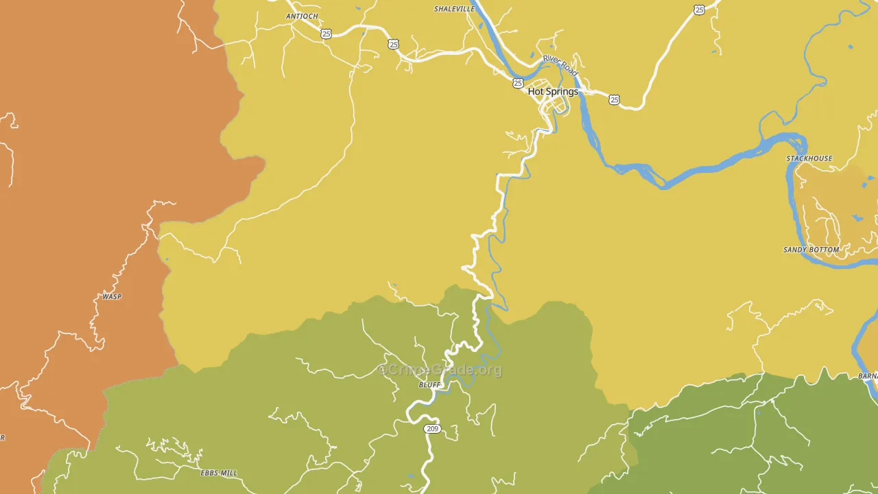 Hot Springs, NC Map of Theft Rates