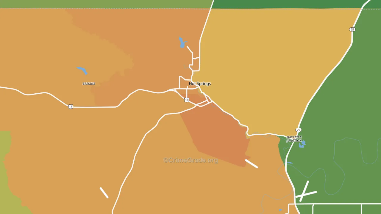 Hot Springs, SD Map of Theft Rates