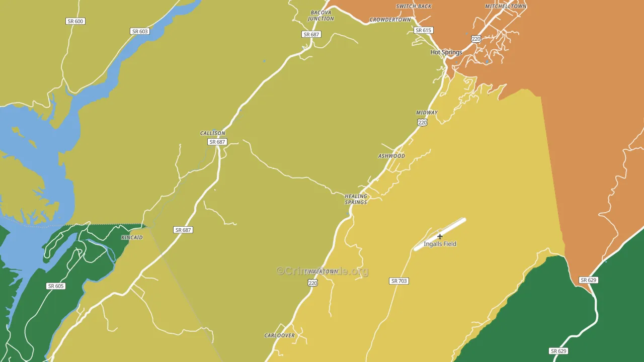 Hot Springs, VA Map of Theft Rates
