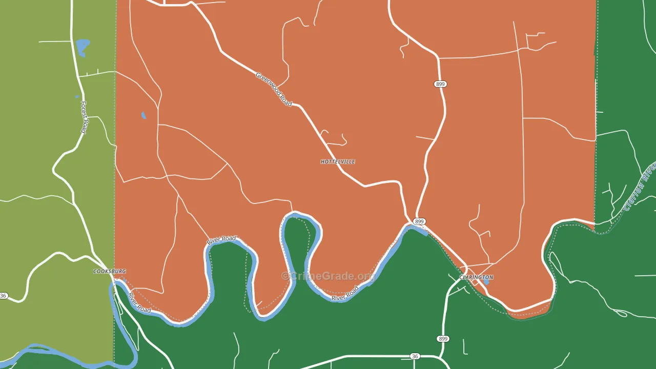 Hottelville, PA Map of Theft Rates
