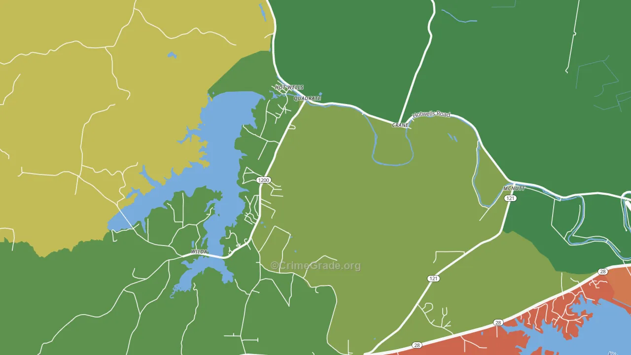 Hotwells, LA Map of Theft Rates