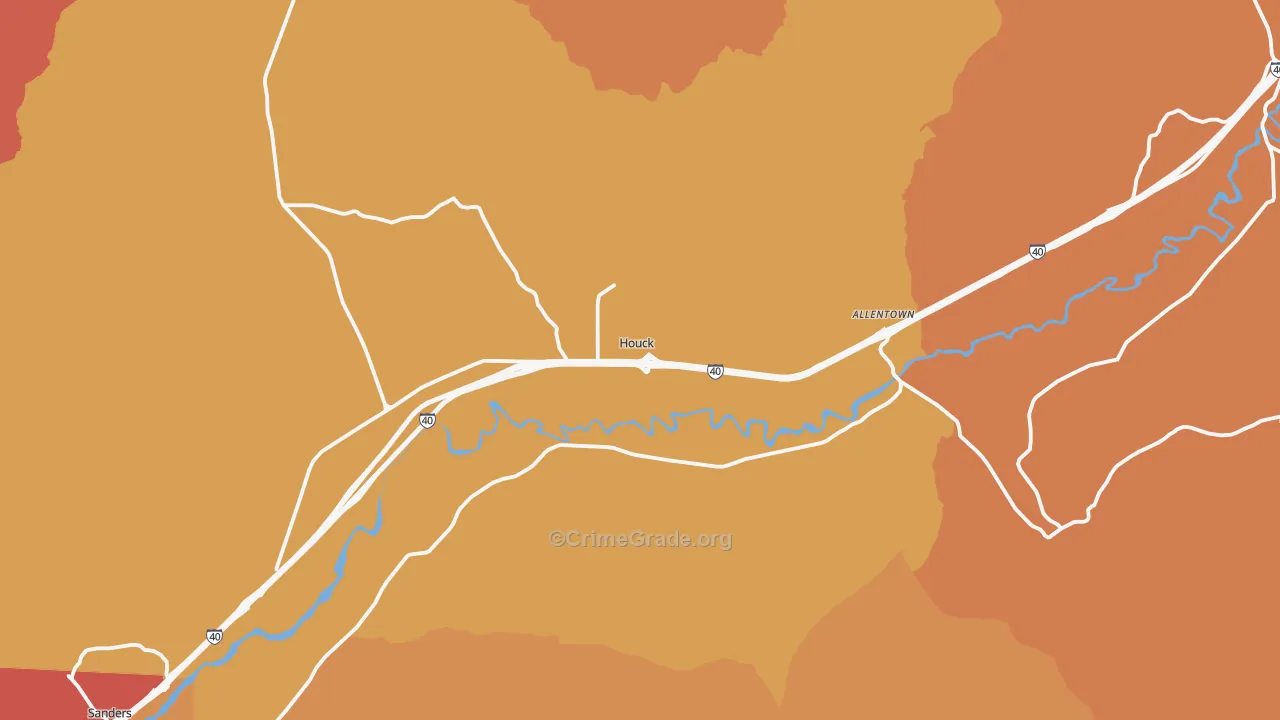 Houck, AZ Map of Theft Rates